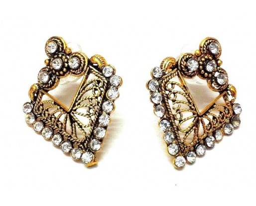 Golden Oxidized Women Earring Jhumka Jhumki Jewelry Drop PushBack Classy Gift 63